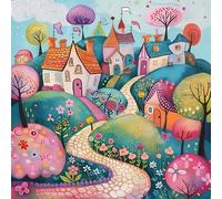 Renqidian Kit de Pintura de Diamantes 5D Paisaje rural pintado DIY Adultos y Niños Diamantes Cristal Artes Bordado Decoración de La Pared Del Hogar 50x50 cm
