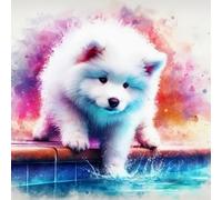 Renqidian Kit de Pintura de Diamantes 5D Perro DIY Adultos y Niños Diamantes Cristal Artes Bordado Decoración de La Pared Del Hogar 50x50 cm