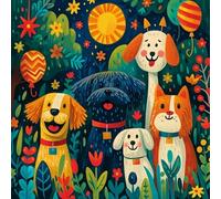 Renqidian Kit de Pintura de Diamantes 5D Perro pintado DIY Adultos y Niños Diamantes Cristal Artes Bordado Decoración de La Pared Del Hogar 50x50 cm