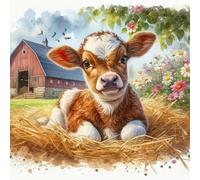 Renqidian Kit de Pintura de Diamantes 5D Vaca DIY Adultos y Niños Diamantes Cristal Artes Bordado Decoración de La Pared Del Hogar 50x50 cm