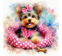 Renqidian Kit de Pintura de Diamantes 5D Yorkshire terrier DIY Adultos y Niños Diamantes Cristal Artes Bordado Decoración de La Pared Del Hogar 50x50 cm