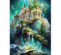 Renqidian Kit de Punto de Cruz Para Estampado Castillo de ensueño 11CT Quilates Adultos Kits de Bordado Preimpreso,Decoración Del Hogar 40x50 cm