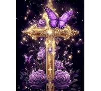 Renqidian Kit de Punto de Cruz Para Estampado Cruz floral 11CT Quilates Adultos Kits de Bordado Preimpreso,Decoración Del Hogar 40x50 cm