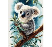 Renqidian Kit de Punto de Cruz Para Estampado Koala 11CT Quilates Adultos Kits de Bordado Preimpreso,Decoración Del Hogar 40x50 cm