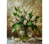 Renqidian Kit de Punto de Cruz Para Estampado lirio de los valles 11CT Quilates Adultos Kits de Bordado Preimpreso,Decoración Del Hogar 40x50 cm