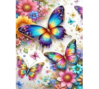 Renqidian Kit de Punto de Cruz Para Estampado Mariposas 11CT Quilates Adultos Kits de Bordado Preimpreso,Decoración Del Hogar 40x50 cm
