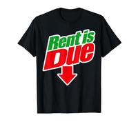 Rent is Due Shirt - Funny Downward Arrow Retro Parody Design Camiseta gráfica económica, Hombre, Negro, L