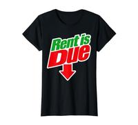 Rent is Due Shirt - Funny Downward Arrow Retro Parody Design Camiseta gráfica económica, Mujer, Negro, M