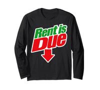 Rent is Due Shirt - Funny Downward Arrow Retro Parody Design Manga Larga