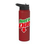 Rent is Due Shirt - Funny Downward Arrow Retro Parody Design Stainless Steel Insulated Water Bottle