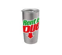 Rent is Due Shirt - Funny Downward Arrow Retro Parody Design Vaso térmico de acero inoxidable de doble pared