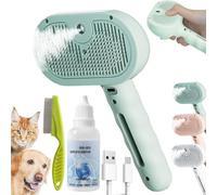 Renu Dog Brush, Freshfur Shower Brush+bathing Solution, Chewie Steam Brush for Dogs Shedding, 3 in 1 Rechargeable Steams Cat Brushes Self Cleaning Hair Removal Grooming Supplies Tool(Verde)