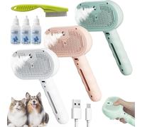 Renu Dog Brush, Freshfur Shower Brush+bathing Solution, Chewie Steam Brush for Dogs Shedding, 3 in 1 Rechargeable Steams Cat Brushes Self Cleaning Hair Removal Grooming Supplies Tool(3PCS)