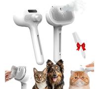 ReNu Steam Dog Brush - ReNu FreshFur Shower Brush Uses Cooling Mist Technology, Re-Nu Shower Brushs Waterless Way to Bathe Your Pet - Safe for Sensitive Skin & All Coat Types (White)