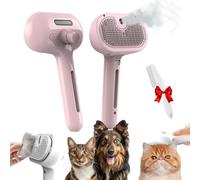 ReNu Steam Dog Brush - ReNu FreshFur Shower Brush Uses Cooling Mist Technology, Re-Nu Shower Brushs Waterless Way to Bathe Your Pet - Safe for Sensitive Skin & All Coat Types (Pink)