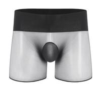renvena Calzoncillos tipo bóxer de nailon para hombre, sexy, transparente, ultrafinos, elásticos, cintura alta, A gris oscuro., Talla única