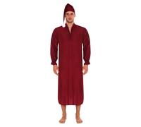 renvena Conjunto de pijama de 2 piezas para hombre, manga larga, camisón con gorro de dormir con volantes, ribete de volantes, ropa de dormir victoriana, ropa de dormir burdeos C M