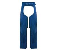 renvena Disfraz de vaquero vintage para hombre, pantalones largos con borlas, flecos, disfraz de jinete occidental, fiesta temática, carnaval, azul, XXL