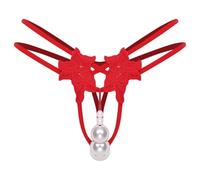 renvena Tanga de mujer con bordado de perlas Mini Slip Calzoncillos Bragas Ouvert Lencería Ropa interior T-back, Tipo B Rojo, XL