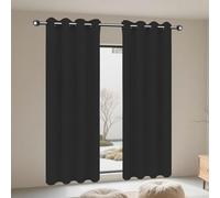 RENWEIWEI Cortinas Salon Moderna 155 x 130 cm Isolanti Termiche Protezione Della Privacy Tende Soggiorno Camera da Letto per Interni Finestre con Anelli, Negro