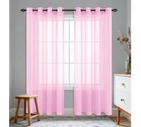 RENXTAO Cortinas Transparentes con Ojales 160 x 150 cm Translucidas Corta Traslucida Visillos 100% Poliéster para Ventanas Sala Comedor, Rosa