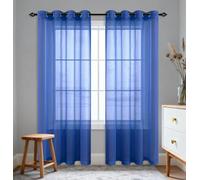RENXTAO Cortinas Transparentes con Ojales 180 x 120 cm Translucidas Corta Traslucida Visillos 100% Poliéster para Ventanas Sala Comedor, Azul Oscuro