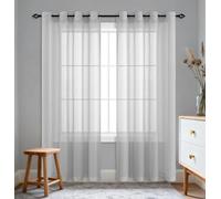 RENXTAO Cortinas Transparentes con Ojales 260 x 330 cm Translucidas Corta Traslucida Visillos 100% Poliéster para Ventanas Sala Comedor, Gris Claro