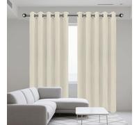 RENXTAO Juego de Cortinas de Lino de Dos Piezas 190 x 120 cm Poliéster, 100% Blackout con Ojales Tende Coprente e Moderne Tende Soggiorno per Camera da Letto e Soggiorno, Beige