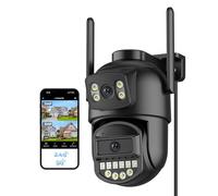 Reobiux Camara Vigilancia WiFi Exterior, Doble Lente, 6MP, 2.4/5Ghz Camara Vigilancia,360°, PTZ,Ethernet,Interior, Cable,Visión Nocturna Color,Two-Way Audio,Detección Humana,IP66