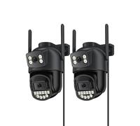 Reobiux Camara Vigilancia WiFi Exterior, Doble Lente 6MP,2.4/5Ghz,Camara Vigilancia,360°PTZ,Ethernet,Interior,Visión Nocturna,Two-Way Audio,Detección Humana,Cable 3m para Patio/Jardine/Garaje,IP66,2P