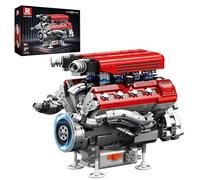 Reobrix 33015 Maqueta de Motor V8 para Adultos, Modelo Mecánico de Motor de Coche con Movimiento Realista, Pistones y Cigüeñal Funcionales, Maqueta de Exposición para Fans de Coches Deportivos y F1