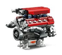 Reobrix 33015 Maqueta de Motor V8 para Adultos, Modelo Mecánico de Motor de Coche con Movimiento Realista, Pistones y Cigüeñal Funcionales, Maqueta de Exposición para Fans de Coches Deportivos y F1