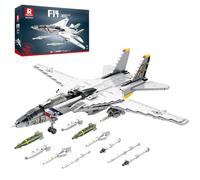 Reobrix F-14 Tomcat Fighter Jet - Juego de construcción de 1600 bloques de alas móviles, kit de modelo de avión militar para adultos y niños a partir de 14 años, unisex, no plegable