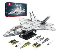 Reobrix F-22 Fighter Jet - Juegos de construcción para adultos, modelo de exhibición militar de caza Raptor 33020, juego coleccionable de avión militar técnico, regalos de juguetes para fanáticos de