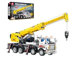 Reobrix Juego de bloques de construcción de grúa 22007, juguete de grúa de control remoto con conmutación de múltiples funciones, kit de construcción de modelo de camión de construcción mecánico
