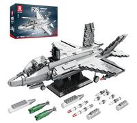Reobrix Juego de construcción de avión de Combate Militar 33021, avión de Combate de Ataque Conjunto F-35 Lightning II, Juguetes Militares, Modelo de avión de Juguete, Regalos Ideales para Adultos