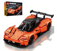 Reobrix Juego de construcción de coche deportivo para adultos, modelo de | Modelo ligero de bloques de hipercoche, kit de construcción de autos de carreras Hardcore, juegos de superdeportivos naranja
