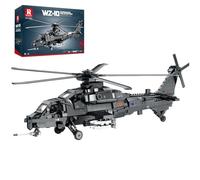 Reobrix Juego de construcción de helicóptero militar, modelo de avión de juguete WZ-10, decoración del hogar, kit de construcción de avión militar para adolescentes y adultos, regalos para