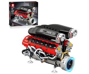 Reobrix Kit de construcción de Motor V12 para Adultos, 33016 Modelo de Motor de superdeportivo con ángulo en V de 65° y Motor, Kit de Motores mecánicos de precisión para exposición y colección