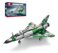 Reobrix Kit de construcción del avión de Combate Mirage 2000 para Adultos y Adolescentes, Modelo de avión Militar, Juguete Stem con Cabina Que se Abre y Tren de Aterrizaje retráctil (1012 Piezas)
