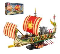Reobrix Pirata Barco Juego de construcción, clásico Buque de Guerra Militar Griego 66102, Juego de Juguetes de Barco Pirata de exhibición de colección, Juguete de Regalo para 14 +, 2896 Piezas