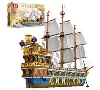 Reobrix - Set de construcción de barco pirata real para adultos, modelo de barco grande de 2830 piezas, modelo de barco pirata de colección y lujo para exhibición 66011, set de arquitectura, regalos
