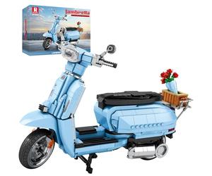 Reobrix V200 Moto de Construcción con Cesta y Ramo de Flores, Modelo de Moto Técnica de Ladrillos a Escala 1:5, Set de 11037 Piezas, Decoración de Vehículos Coleccionables para Regalo para Adultos y