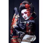 Reofrey Diamond Painting 5D Pintura Diamante Geisha Flor Mujer Bricolaje Completo Taladro Arte, Diamantes Imitación Bordado Pegatinas de Pared Decoración de La sala 30x40cm