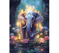 Reofrey Diamond Painting Kit Taladro Completo Elefante, Animales Rhinestone Cuadros Diamantes 5D Punto De Cruz Diamante, Cruz Bordado Bricolaje Lienzo Craft Hogar Pared Manualidades 30x40cm
