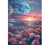 Reofrey Diamond Painting Kit Taladro Completo Flor Del Atardecer, Paisaje Rhinestone Cuadros Diamantes 5D Punto De Cruz Diamante, Cruz Bordado Bricolaje Lienzo Craft Hogar Pared Manualidades 30x40cm