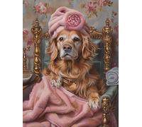 Reofrey Diamond Painting Kit Taladro Completo Perro, Animal Rhinestone Cuadros Diamantes 5D Punto De Cruz Diamante, Cruz Bordado Bricolaje Lienzo Craft Hogar Pared Manualidades 30x40cm