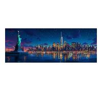 Reofrey Kits de arte de diamantes de imitación para adultos, diseño de paisaje de la ciudad de Nueva York, kit de pintura de diamantes de imitación redondos para adultos, lienzo bordado de punto de