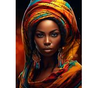 Reofrey Kits de arte de diamantes de imitación redondos para adultos, africanos, mujeres, accesorios de arte de diamantes de imitación redondos, lienzo bordado de punto de cruz para manualidades,