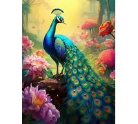 Reofrey Kits de pintura de diamantes para adultos, pavo real, arte de diamantes de imitación, accesorios de pintura de diamantes de imitación redondos, lienzo bordado de punto de cruz para